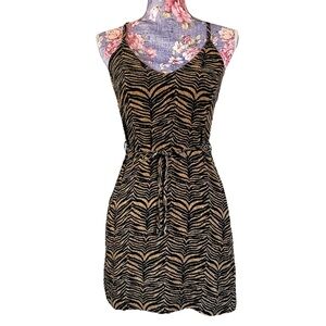 Aila blue tiger zebra animal striped gauzy mini dress. Size S